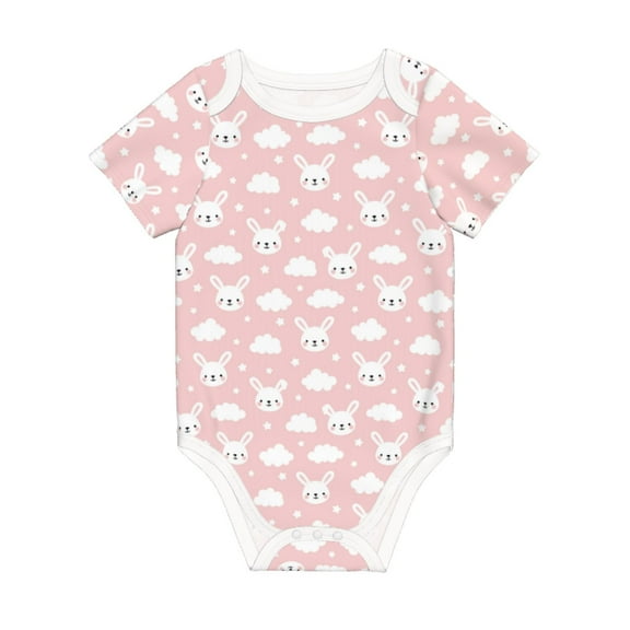 Balery Rabbit And Cloud Pattern Baby Climbing Clothes Infant Bodysuit Cute Infant Bodysuit Baby Romper-3 Months