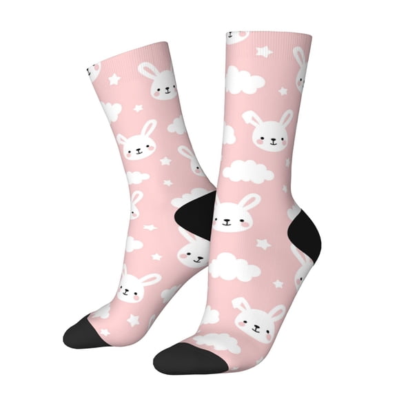 Balery Rabbit And Cloud Pattern Crew Socks Unisex– Soft & Breathable Socks for Men & Women, One-Size Fits Most (US 5-11), Comfortable & Durable for Daily Wear