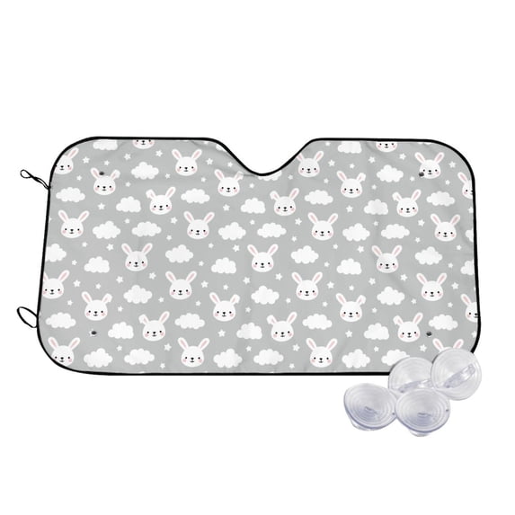 Balery Rabbit And Cloud Print Car Windshield Sun Shade,Windshield Sunshade for Car Pickup Truck SUV Accessories-