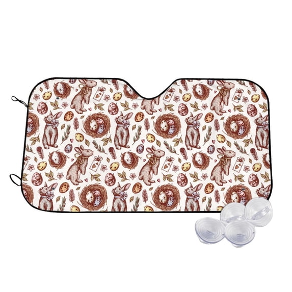 Balery Rabbit And Egg Print Car Windshield Sun Shade,Windshield Sunshade for Car Pickup Truck SUV Accessories-