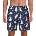 thumbnail image 1 of Balery Rabbit And Flower Mens Swim Trunks Swim Shorts for Men Quick Dry Inseam Beach Shorts with Compression Liner Pocket-Small, 1 of 9