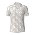 thumbnail image 1 of Balery Rabbit And Heart Printed Men’s Short Sleeve Polo Shirt, Midweight Men's Shirt,Golf Polo shirts -Small, 1 of 9