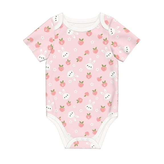 Balery Rabbit And Peach Pattern Baby Climbing Clothes Infant Bodysuit Cute Infant Bodysuit Baby Romper-2 Years