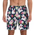 thumbnail image 1 of Balery Rabbit And Rose Mens Swim Trunks Swim Shorts for Men Quick Dry Inseam Beach Shorts with Compression Liner Pocket-Small, 1 of 9