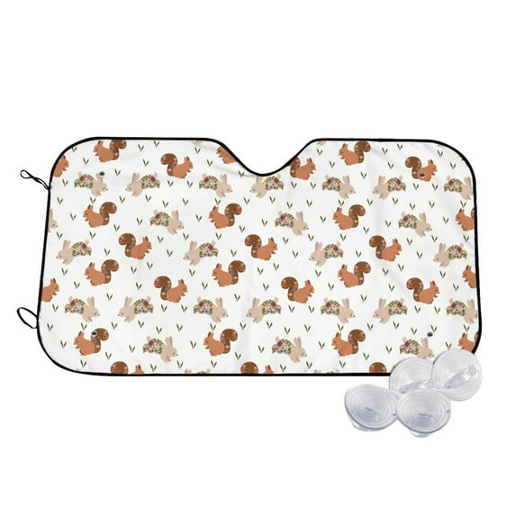 Balery Rabbit And Squirrel Print Car Windshield Sun Shade,Windshield Sunshade for Car Pickup Truck SUV Accessories-Medium