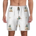 thumbnail image 1 of Balery Rabbit Blowing Dandelions Mens Swim Trunks Swim Shorts for Men Quick Dry Inseam Beach Shorts with Compression Liner Pocket-Small, 1 of 9