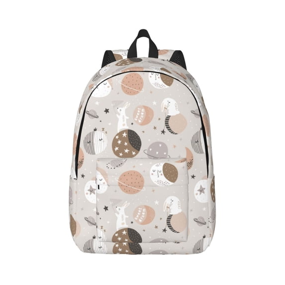 Balery Rabbit In Space Vintage Canvas Backpack for Men and Women - Large Capacity, Durable Travel Laptop Bag for School, Work, Hiking, and Outdoor Activities