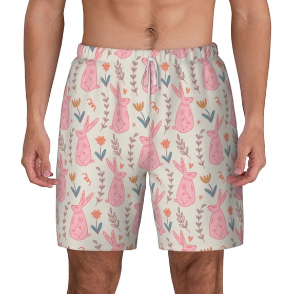 Balery Rabbit Mens Swim Trunks Swim Shorts for Men Quick Dry Inseam Beach Shorts with Compression Liner Pocket-XX-Large