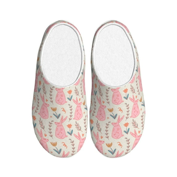Balery Rabbit Pattern Women's Fuzzy Memory Foam Slippers Fluffy Winter House Shoes Indoor and Outdoor-39/40