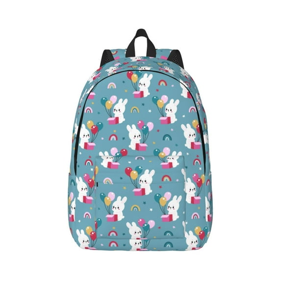 Balery Rabbit And Rainbow Vintage Canvas Backpack for Men and Women - Large Capacity, Durable Travel Laptop Bag for School, Work, Hiking, and Outdoor Activities