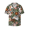 thumbnail image 1 of Balery Rabbits on Floral Men's Casual Button Down Shirt Short Sleeve Textured Summer Cuban Beach Shirts-Large, 1 of 7