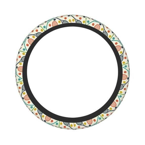 Balery Racket and Tennis Ball print Steering Wheel Covers Elastic Skidproof Steering Wheel Protective Cover Case for Men Women Universal 15 Inches Cars Accessories