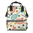 thumbnail image 1 of Balery Racket and Tennis Ball Mummy Backpack - Waterproof Twill Canvas, Large Capacity Diaper Bag with Multiple Pockets and Adjustable Straps, 1 of 6