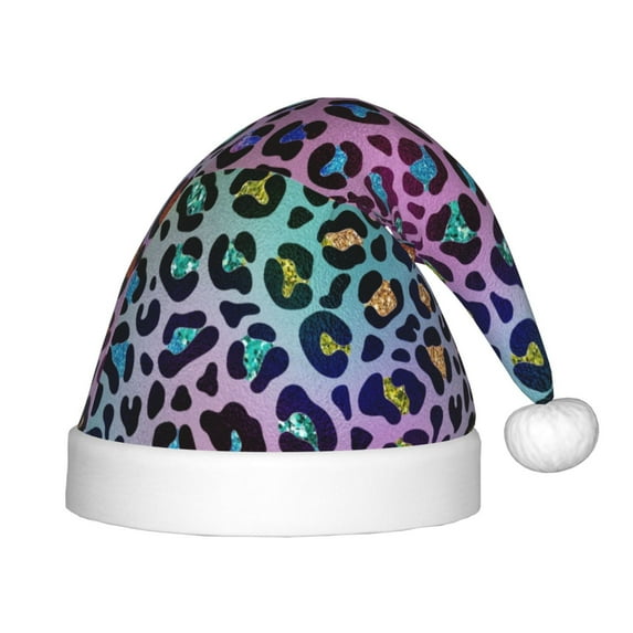 Balery Rainbow Animal Skin Pattern Santa Hat Christmas Hat Funny Christmas Hat Christmas Knitted Beanie Hat For Kids