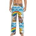 thumbnail image 1 of Balery Rainbow Animals on Noah's Ark print Men's Pajama Pants,Ultra Lightweight Pjs,Lounge Pant-Large, 1 of 9
