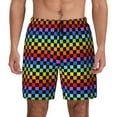 thumbnail image 1 of Balery Rainbow Chequerboard Mens Swim Trunks Swim Shorts for Men Quick Dry Inseam Beach Shorts with Compression Liner Pocket-XX-Large, 1 of 9