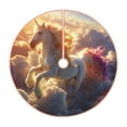 Balery Rainbow Cloud White Horse Printed Christmas Tree Skirt , Merry