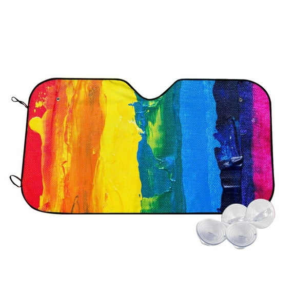 Balery Rainbow Colored Windshield Sun Shade, Car Front Window Sunshade Cover ,Automotive Interior Portected Blocks Uv Rays For Car Pickup Truck Suv Accessories- Small