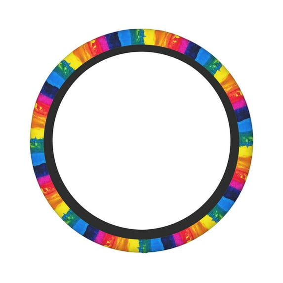 Balery Rainbow Colored print Steering Wheel Covers Elastic Skidproof Steering Wheel Protective Cover Case for Men Women Universal 15 Inches Cars Accessories