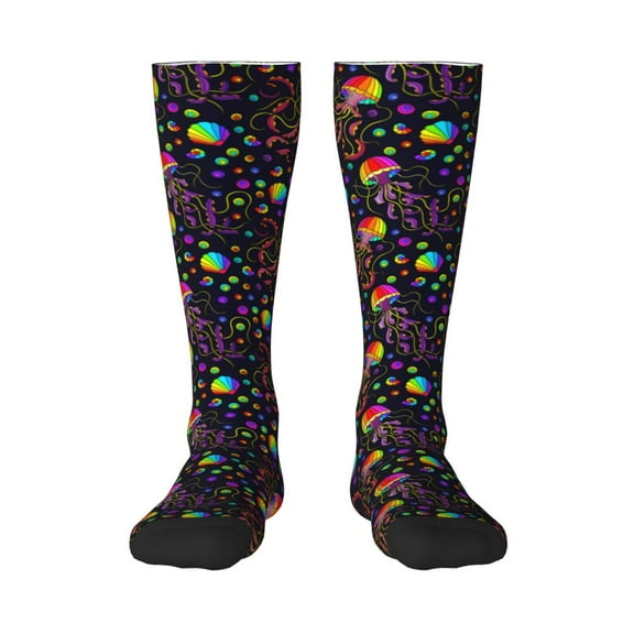 Balery Rainbow Jellyfishes Fun Novelty Socks Men'S Women'S Crew Socks Funny Crazy Novelty Socks Quirky And Cool Socks
