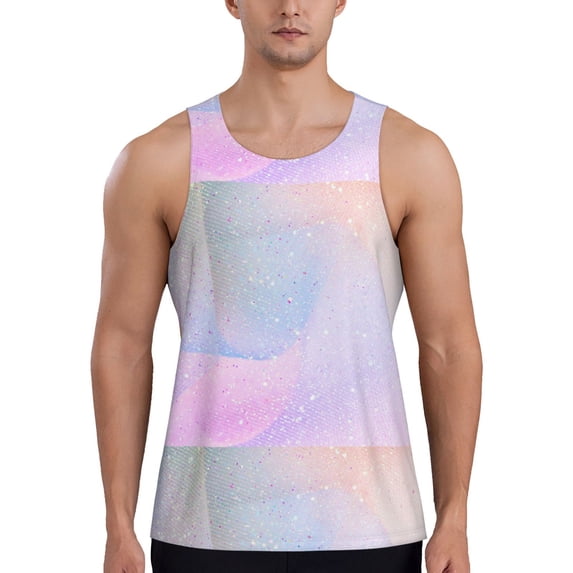 Balery Rainbow Pattern Men's Workout Tank Top Gym Muscle Tee Fitness Bodybuilding Sleeveless T Shirt Quick Dry Fit Muscle Tank Top Slim-Fit Tank-Medium