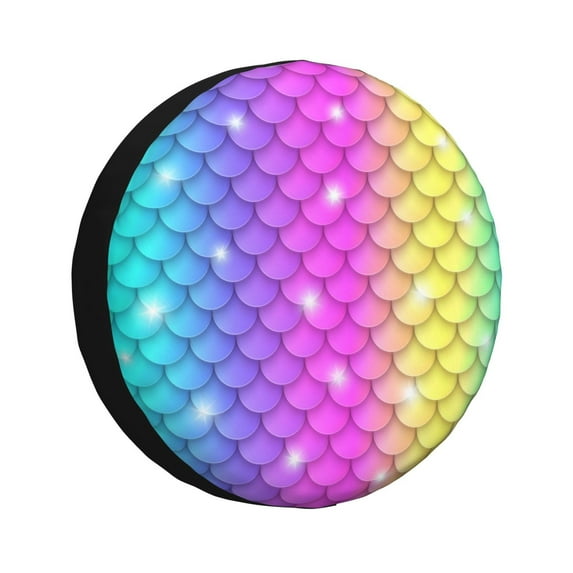 Balery Rainbow Scales2tire Cover Waterproof Dust-Proof, Universal Spare Wheel Tire Cover For Trailer, Rv, Suv Truck And Vehicle Camper Accessories-14 Inch
