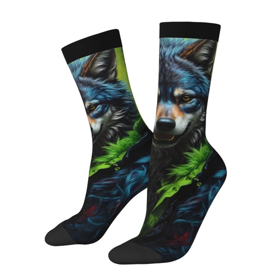 Balery Realistic Style Wolf Warrior Pattern Crew Socks Unisex– Soft & Breathable Socks for Men & Women, One-Size Fits Most (US 5-11), Comfortable & Durable for Daily Wear