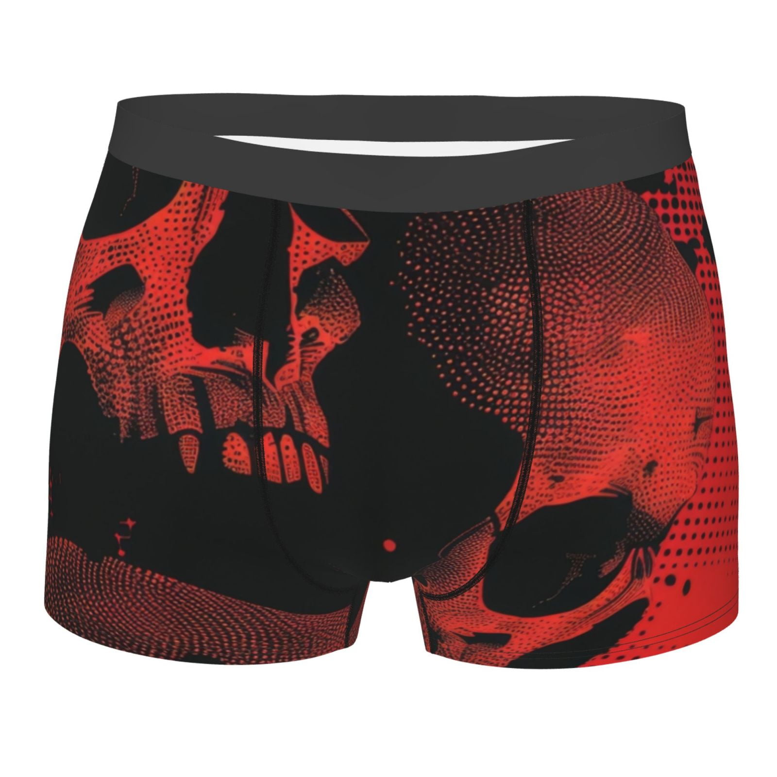 Balery Red And Black Abstract Skull Men's Boxer Briefs, Soft and ...