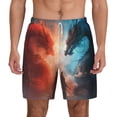 thumbnail image 1 of Balery Red And Blue Sky Dragon Mens Swim Trunks Swim Shorts for Men Quick Dry Inseam Beach Shorts with Compression Liner Pocket-Small, 1 of 9