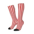 thumbnail image 1 of Balery Red And White Stripes Printed Novelty Socks Men's Women's Crew Socks Sports Socks Knee High Socks Cotton Socks Quirky and Cool Socks, 1 of 9