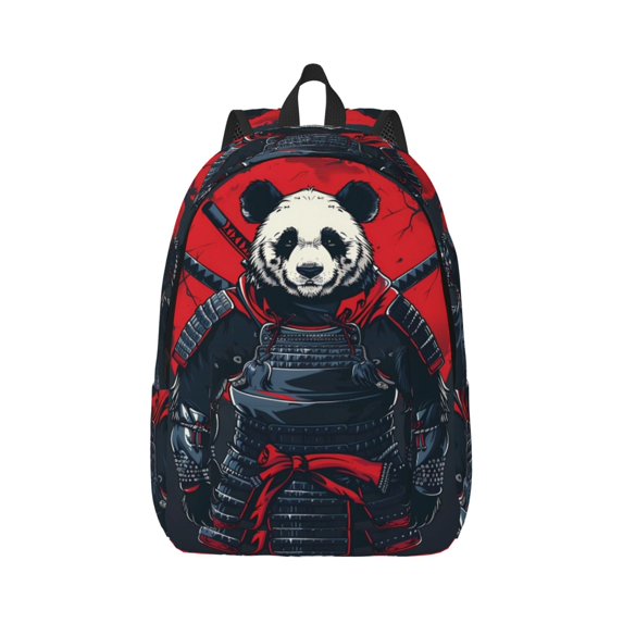 Balery Red Black Eastern Panda Warrior Vintage Canvas Backpack for Men and Women - Large Capacity, Durable Travel Laptop Bag for School, Work, Hiking, and Outdoor Activities-Medium