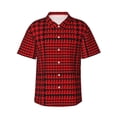thumbnail image 1 of Balery Red Black Houndstooth Print Men's Hawaiian Shirts Short Sleeve Beach Shirt Relaxed Fit Vacation Button Down Shirts-XX-Large, 1 of 9