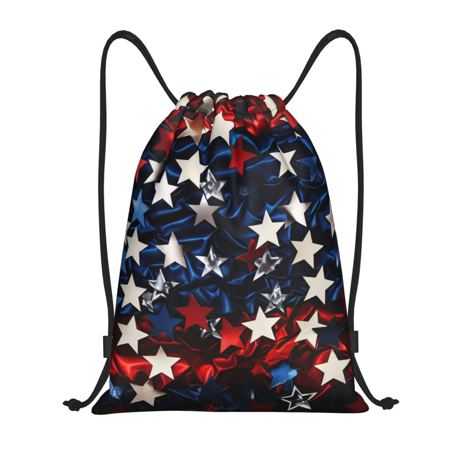Balery Red Blue White Stars Pattern Drawstring Backpack Bag Sport Gym