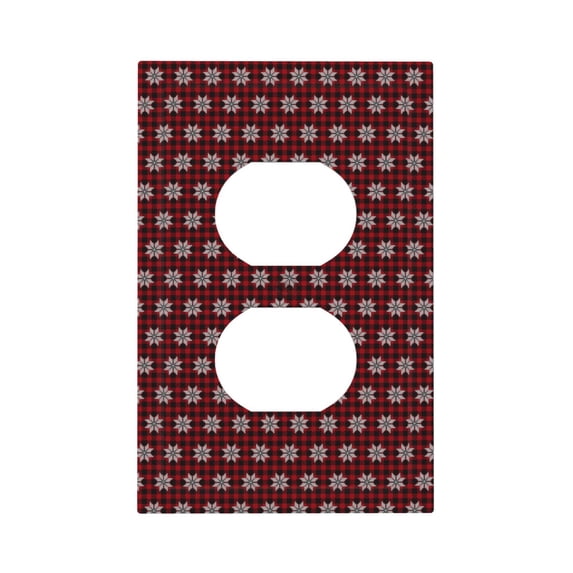 Balery Red Buffalo Plaid Merry Christmas for Duplex Wall Plates Kit, Electrical Outlet Covers, Standard Size 1-Gang 5.0" x3.0", Electric Receptacle Plug Covers-Style S
