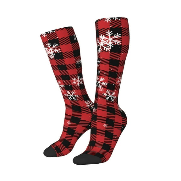 Balery Red Buffalo Plaid Printed Novelty Socks Men's Women's Crew Socks Sports Socks Knee High Socks Cotton Socks Quirky and Cool Socks
