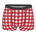 thumbnail image 1 of Balery Red Checkboard Men's Boxer Briefs, Soft and Breathable Cotton Underwear with nylon Waistband-XX-Large, 1 of 9