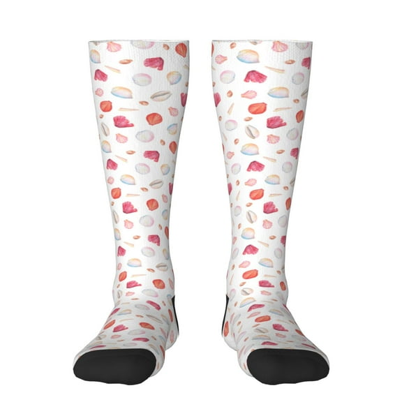 Balery Red Coral And Scallop Seashell Fun Novelty Socks Men'S Women'S Crew Socks Funny Crazy Novelty Socks Quirky And Cool Socks