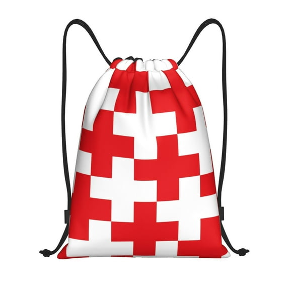 Balery Red Cross 1 Pattern Drawstring Backpack Bag Sport Gym Sackpack Cinch Bags Pattern Drawstring Backpack Bag Sport Gym Sackpack Cinch Bags -Small