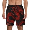 thumbnail image 1 of Balery Red Dragon On Black Mens Swim Trunks Swim Shorts for Men Quick Dry Inseam Beach Shorts with Compression Liner Pocket-Small, 1 of 9