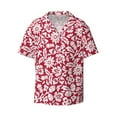 thumbnail image 1 of Balery Red Flowers Men's Casual Button Down Shirt Short Sleeve Textured Summer Cuban Beach Shirts-4X-Large, 1 of 7