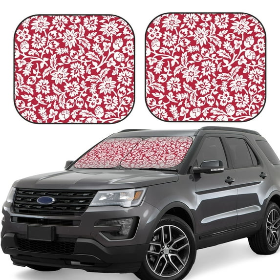 Balery Red Flowers Sun Shield 2 Pack For Car Front Windows Foldable Sun Visor Protector Blocks Max Uv Rays And Keeps Your Vehicle Cool For Most Sedans Suv Truck