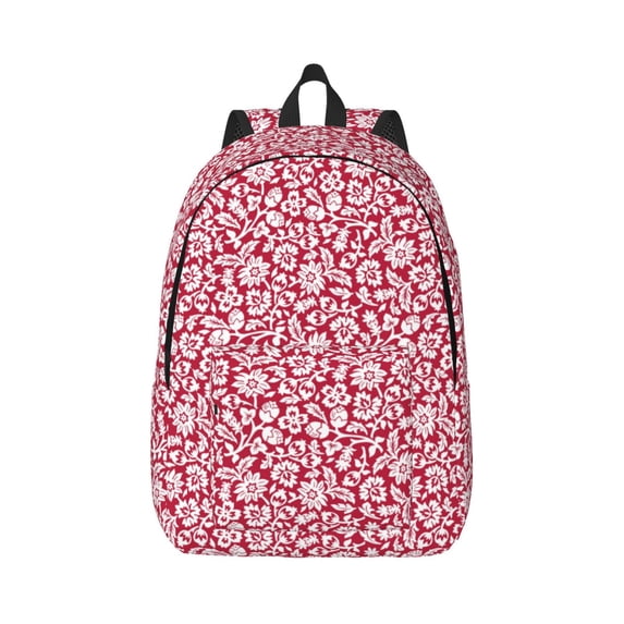 Balery Red Flowers Vintage Canvas Backpack for Men and Women - Large Capacity, Durable Travel Laptop Bag for School, Work, Hiking, and Outdoor Activities