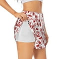 thumbnail image 1 of Balery Red Football Pattern Women's Running Shorts with Liner 2 Pockets Elastic Workout Athletic Gym Yoga Shorts-Small, 1 of 7
