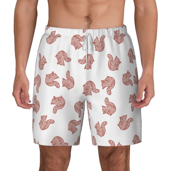 Balery Red Fox Mens Swim Trunks Swim Shorts for Men Quick Dry Inseam Beach Shorts with Compression Liner Pocket-3X-Large