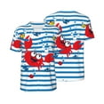 thumbnail image 1 of Balery Red Funny Crab on Blue Stripe Baseball Jersey for Men Casual Button Down Shirts Short Sleeve Active Team Sports Uniform-3X-Large, 1 of 9
