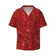thumbnail image 1 of Balery Red Glitter Men's Casual Button Down Shirt Short Sleeve Textured Summer Cuban Beach Shirts-Small, 1 of 7