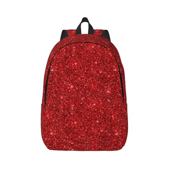 Balery Red Glitter Vintage Canvas Backpack for Men and Women - Large Capacity, Durable Travel Laptop Bag for School, Work, Hiking, and Outdoor Activities