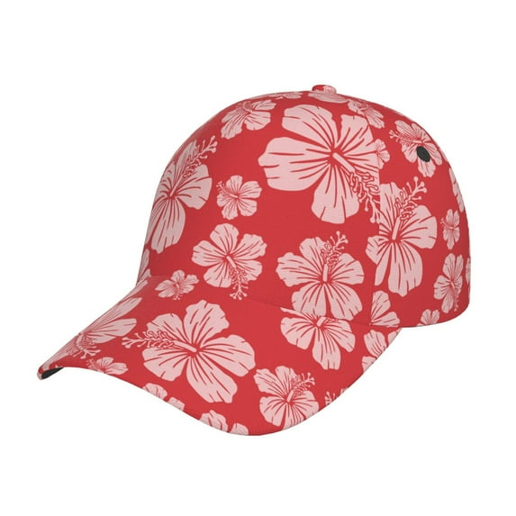 Balery Red Hibiscus Flower Baseball Cap For Women Men,Adjustable Size For Running Workouts And Outdoor Activities All Seasons