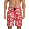 thumbnail image 1 of Balery Red Hibiscus Flower Men's Cotton Knit Pajama Shorts Waistband & Pockets,Short Pajama Pants-XX-Large, 1 of 8