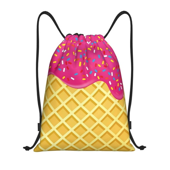 Balery Red Ice Cream Pattern Drawstring Backpack Bag Sport Gym Sackpack Cinch Bags Pattern Drawstring Backpack Bag Sport Gym Sackpack Cinch Bags -Small